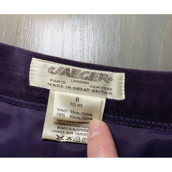 Vintage NWT JAEGER Purple Midi Skirt Size 8 (UK) Velvet Lined Below Knee - Picture 5 of 13